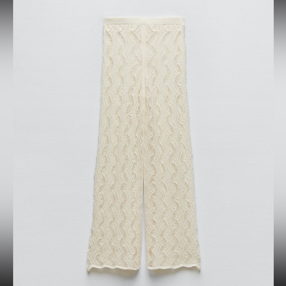 Zara crochet wide leg open knit mesh pants - Picture 7 of 10